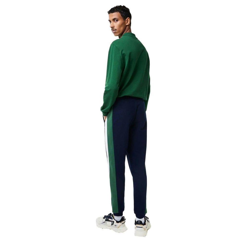 Lacoste Mens Brushed Fleece Cut & Sew Jogging Bottoms - Dark Blue/Green/White