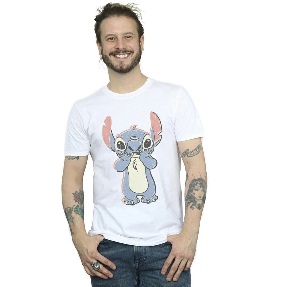 Disney Mens Lilo And Stitch Big Print T-Shirt - White
