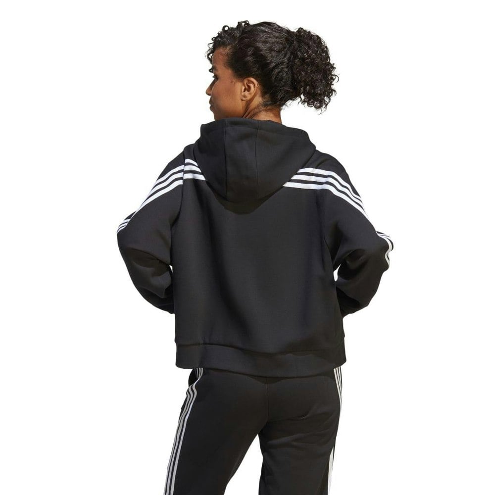 Adidas Womens Future Icons Striped Full Zip Hoodie - Black