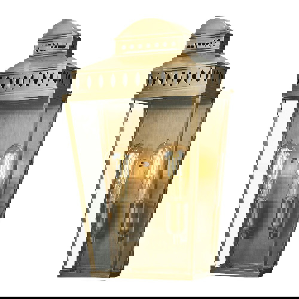 Outdoor IP44 Twin Wall Light Aged Brass LED E27 100W d01942 Loops