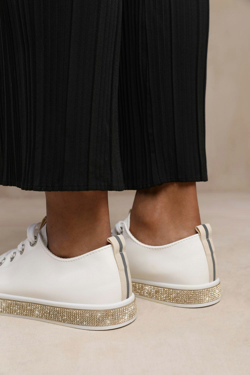 Where's That From Splendor Crystal Trim Trainers in Gold