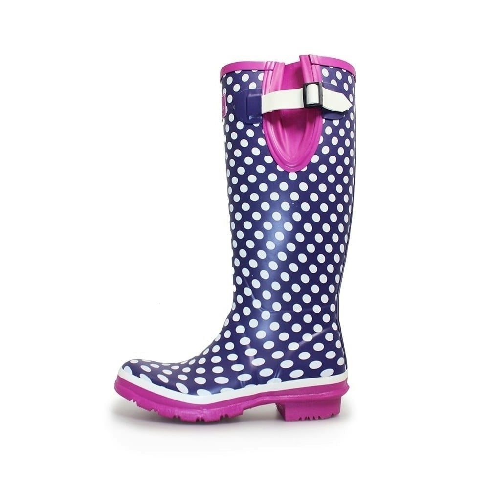 Lunar Women's Polka Dot Wellington Boots - Purple/Dark Pink/White