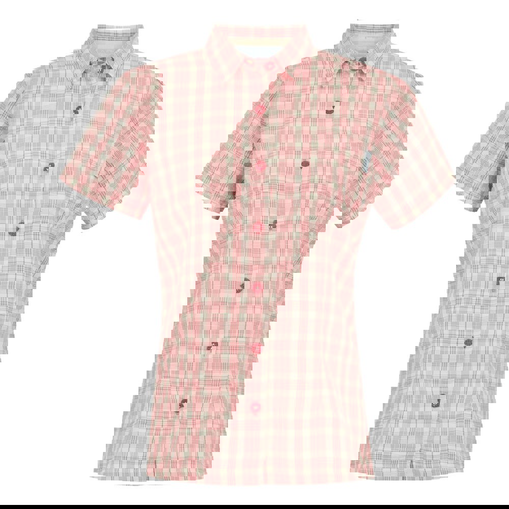 Regatta Womens/Ladies Mindano VIII Checked Short-Sleeved Shirt - Peach Bloom