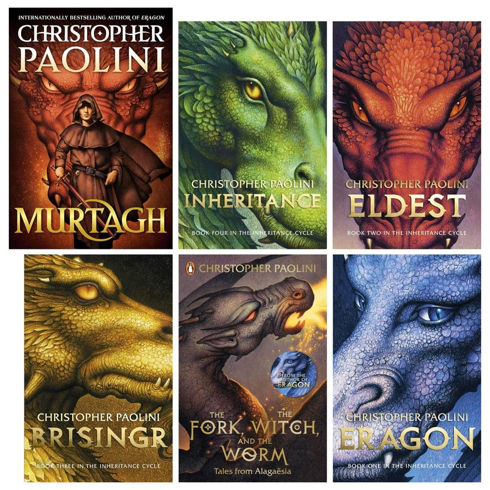 Inheritance Cycle 6 Book Collection Eragon, Eldest, Brisingr, Inheritance, Murtagh & The Fork & more