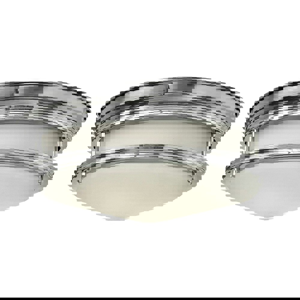 2 Bulb Flush Light Low Ceiling Opaque Glass Banded Polished Chrome LED G9 3.5W Loops