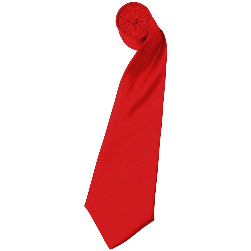 Premier Mens Plain Satin Tie (Narrow Blade) (Pack of 2) - Red - One Size - Red