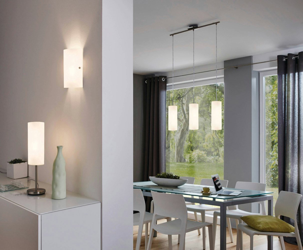 EGLO Troy 3 Satin Glass And Steel Wall Light