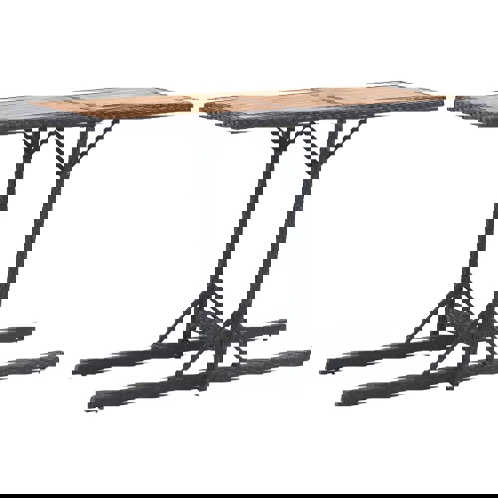 Berkfield Garden Table Black Solid Acacia Wood and Poly Rattan