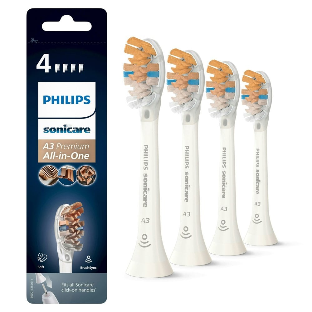 Philips Sonicare A3 HX9094/10 Premium All-in-One Brush Heads 4pk White