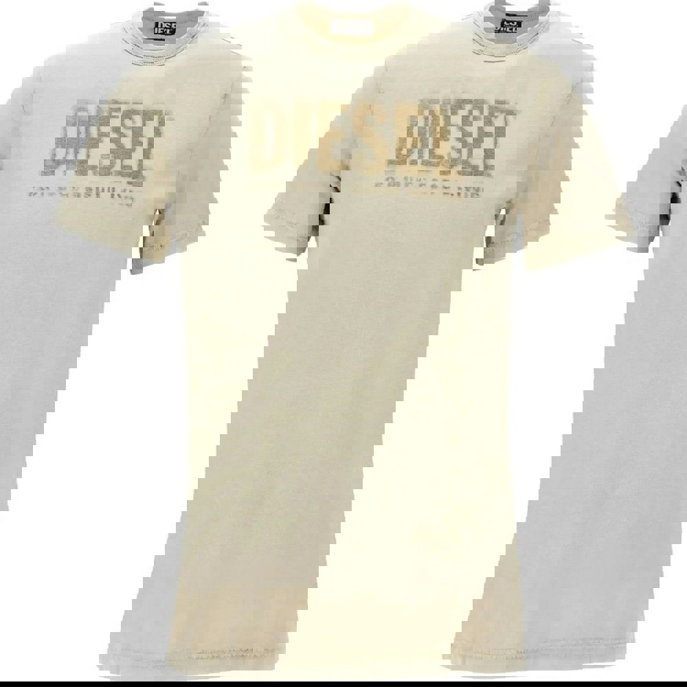 Diesel Monotone Logo Khaki Beige T-Shirt S