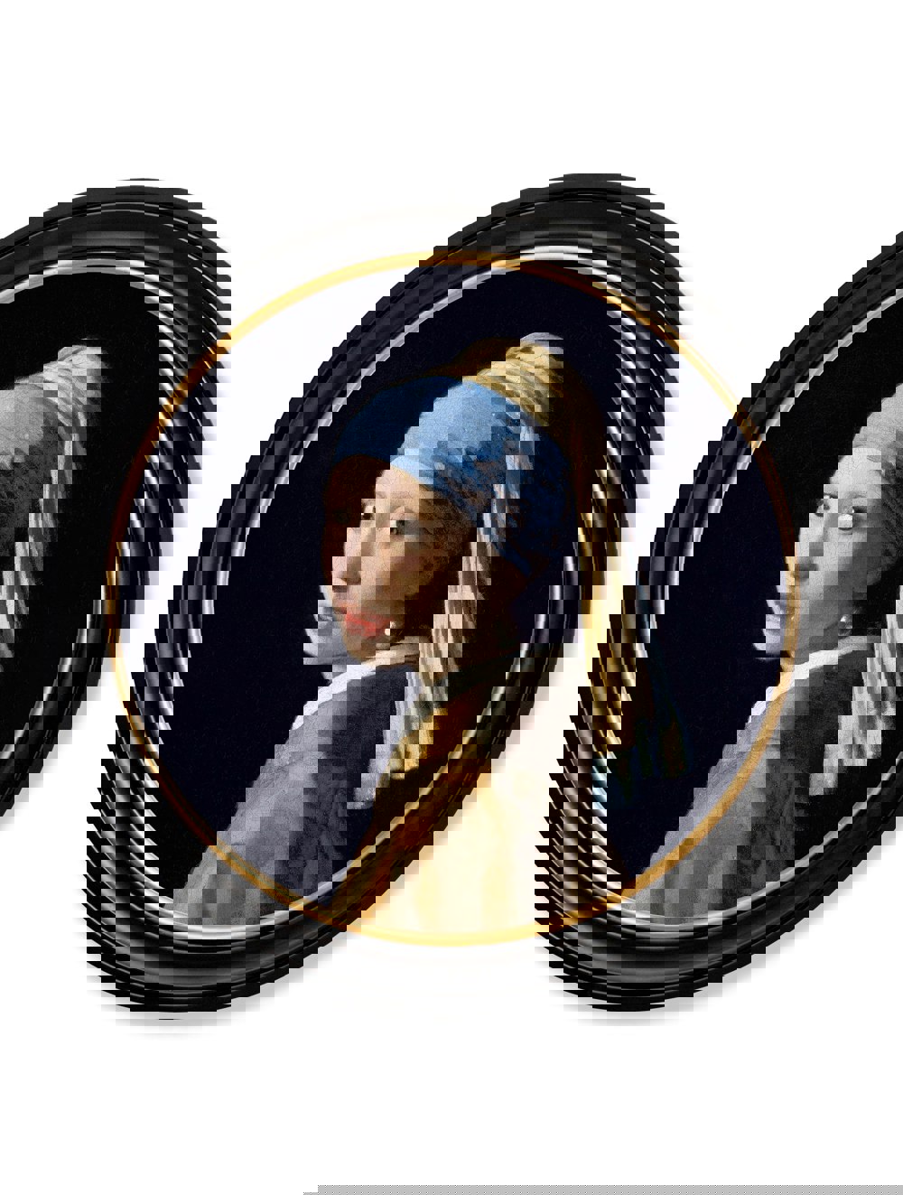Exceptional Art c.1665 Girl with a Pearl Earring - Round Frame J Vermeer
