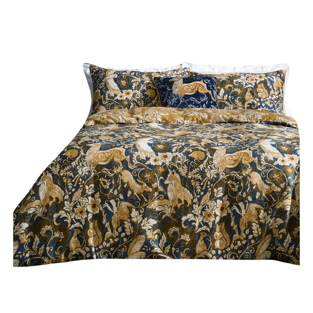 Paoletti Harewood British Cotton Animals Duvet Cover Set - Blue