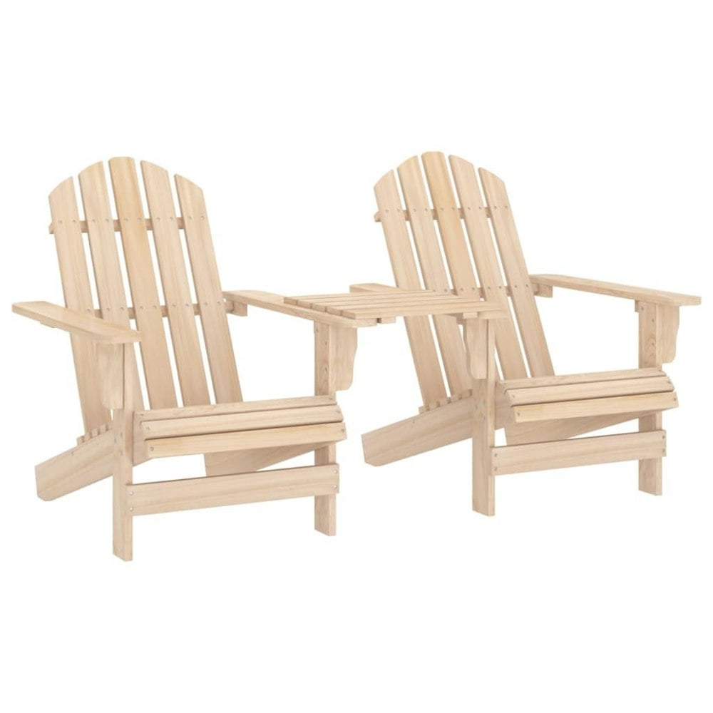 Berkfield Garden Adirondack Chairs with Tea Table Solid Fir Wood