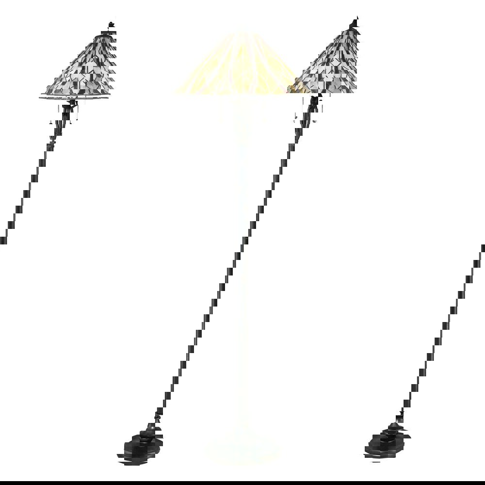 Floor Lamp Tiffany Style Coloured Shade Criss Cross Valiant Bronze LED E27 60W Loops