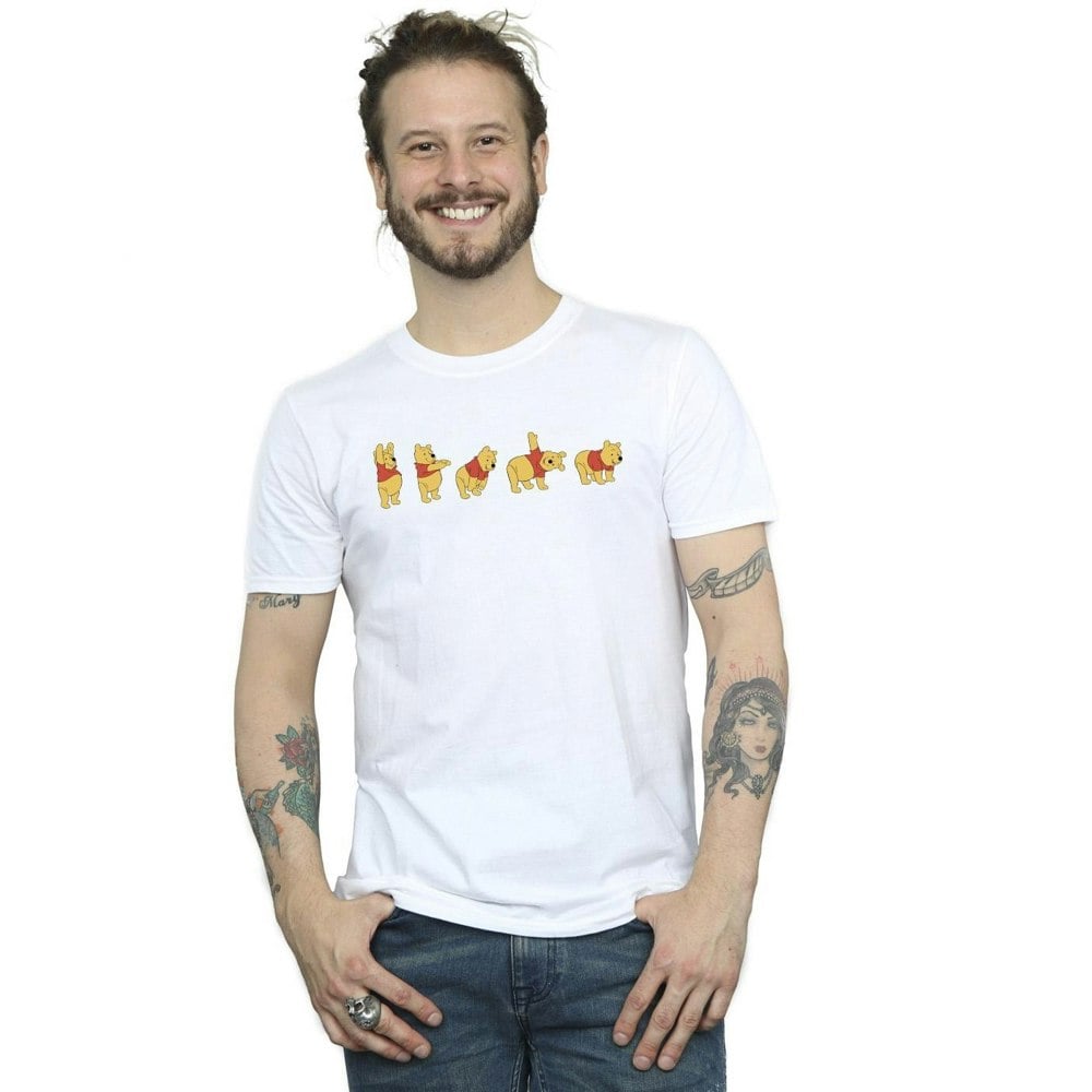 Disney Mens Winnie The Pooh Stretching T-Shirt - White