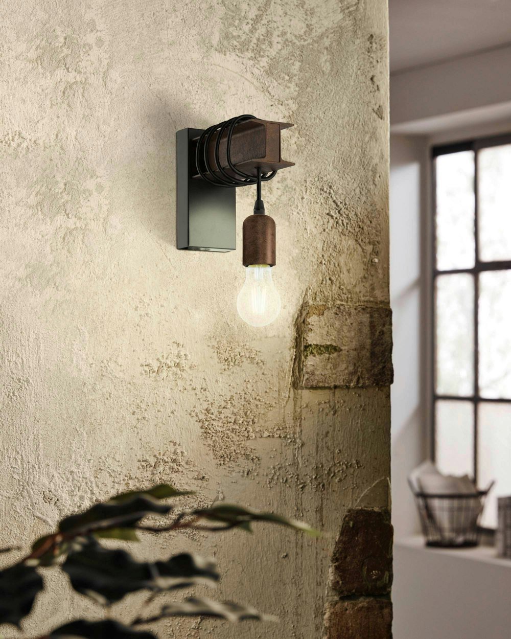 EGLO Townshend 4 Rust-Brown Steel Wall Light