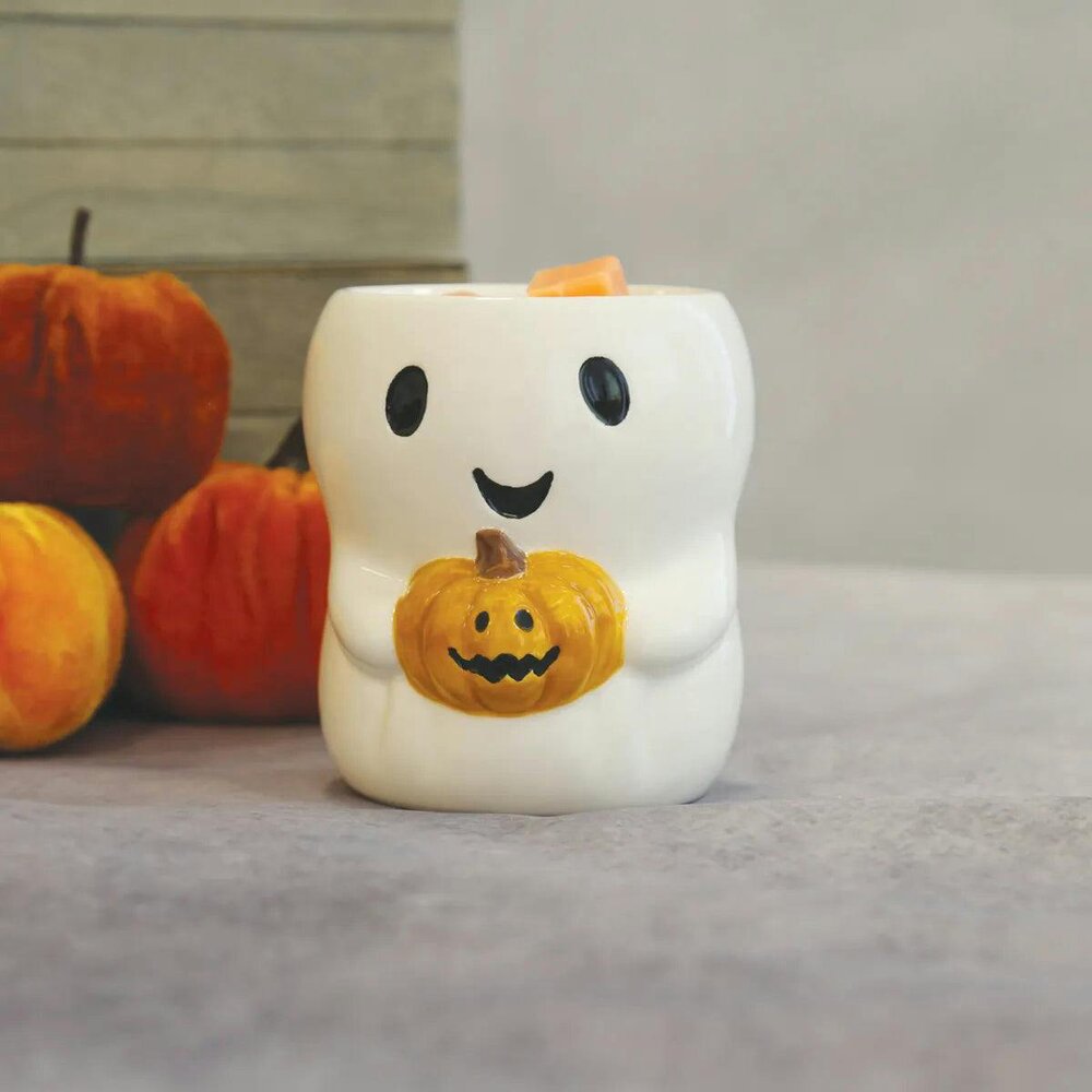 Fosse Living Ghost Holding Pumpkin Ceramic Wax Melter 10cm