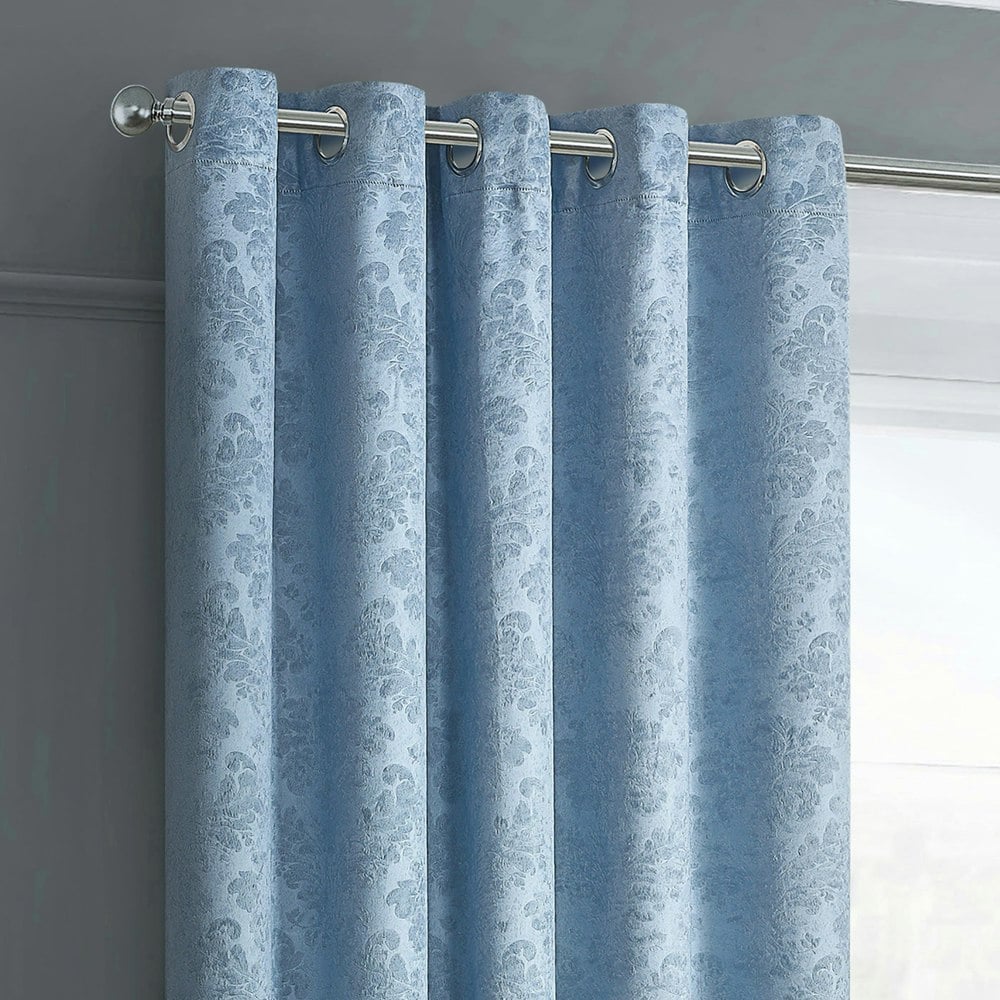 Velosso Damask Thermal Dimout Ready Made Eyelet Curtains - 117cm x 182cm