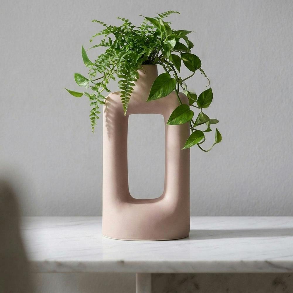 Garden Greatness Rectangular Taupe Scandi Style Vase