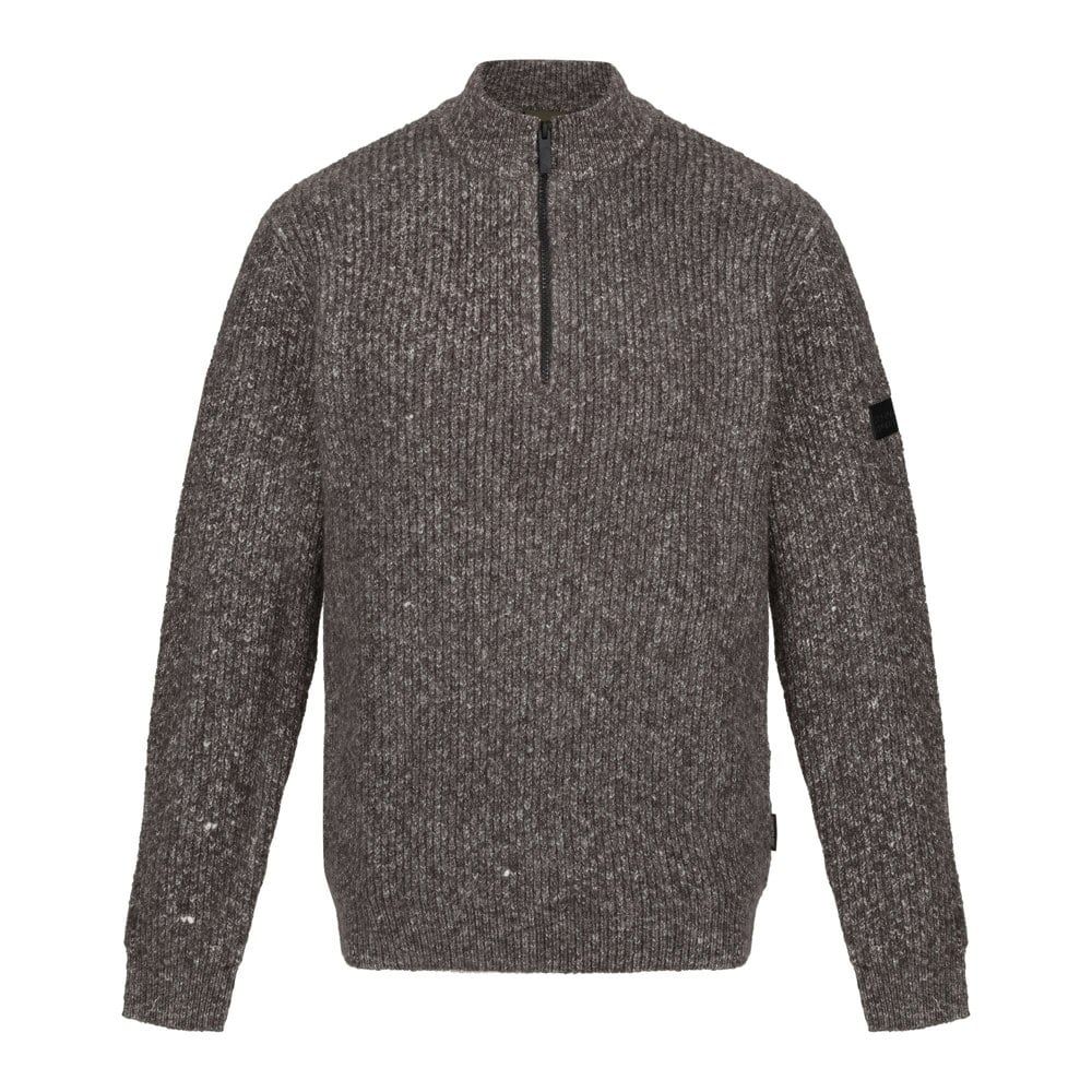 Regatta Mens Solomon Marl Knitted Zip Neck Sweatshirt - Dark Grey