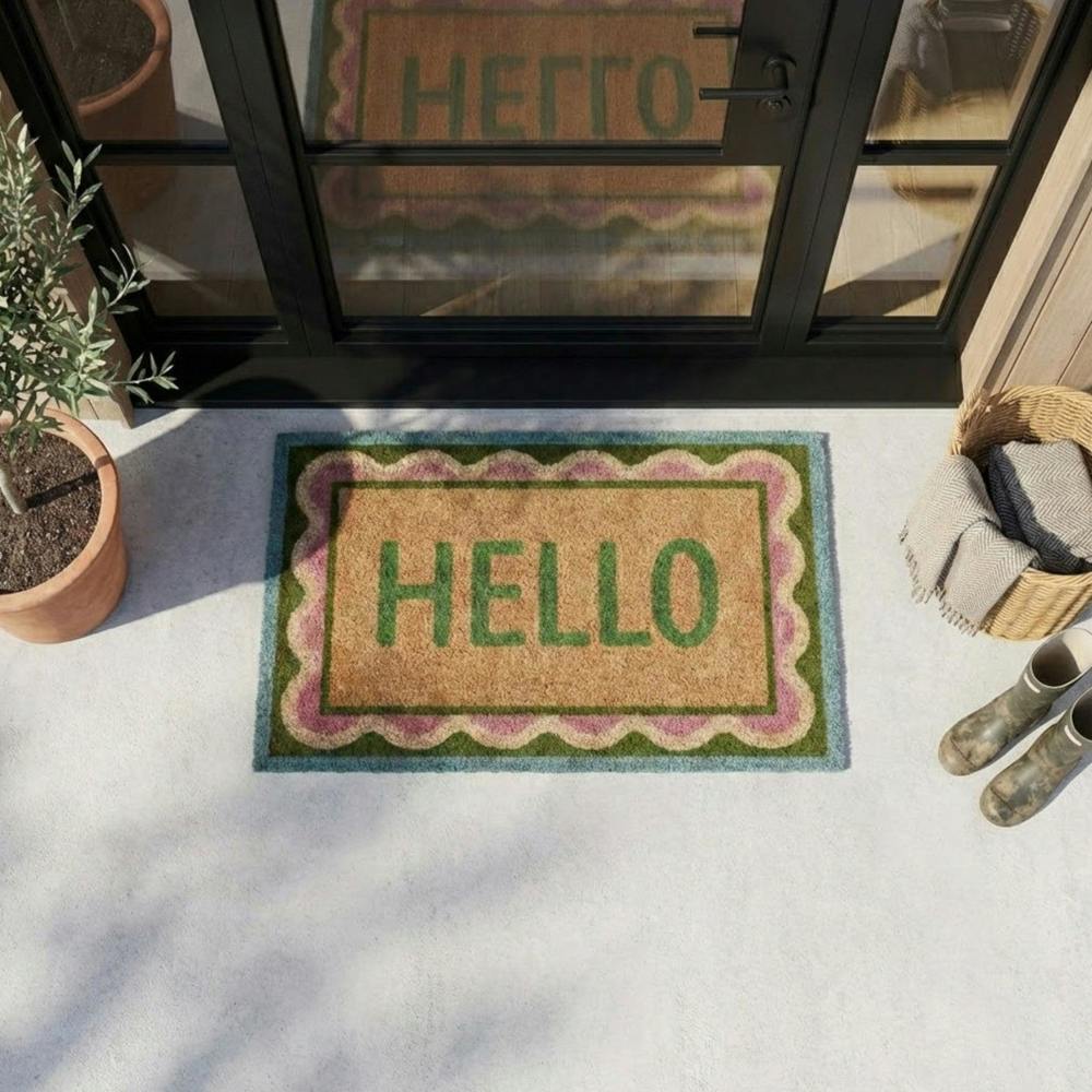 Garden Greatness Hello Scallop Printed Coir Doormat