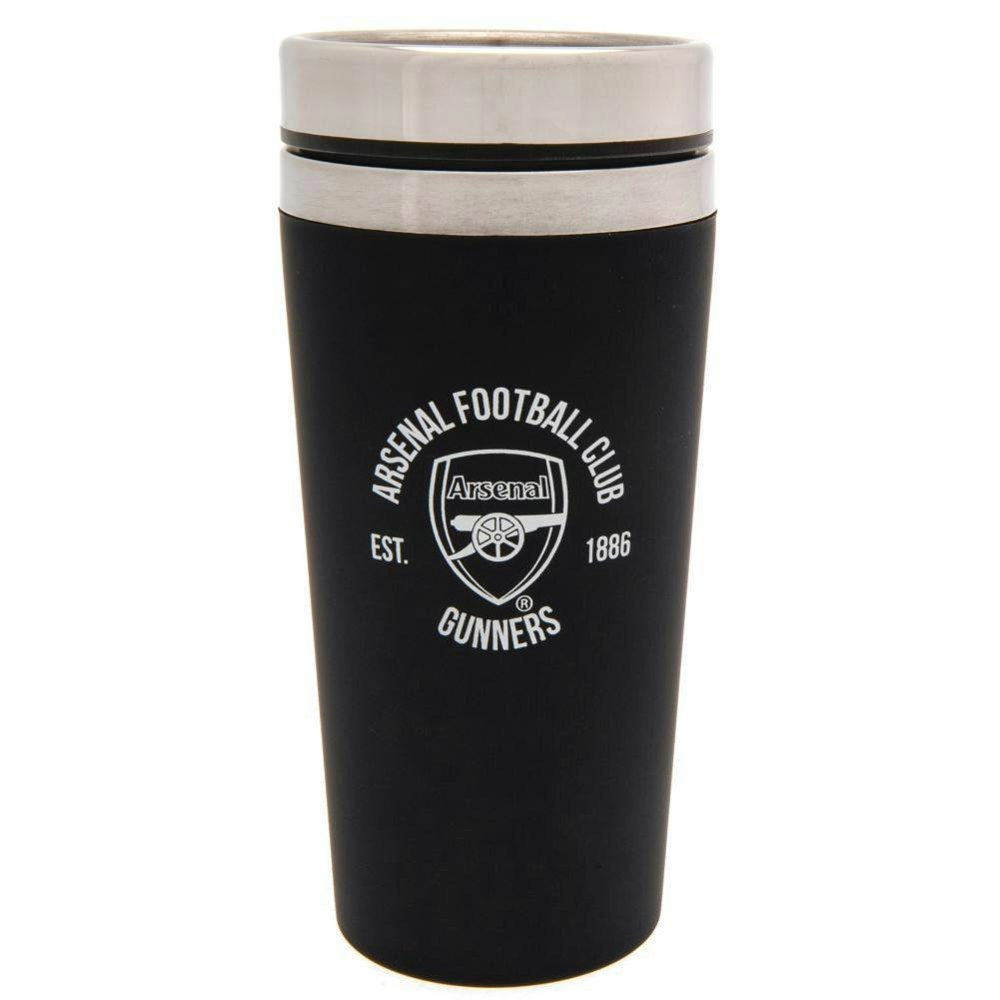 Arsenal FC Executive Crest Travel Mug - Black/Silver