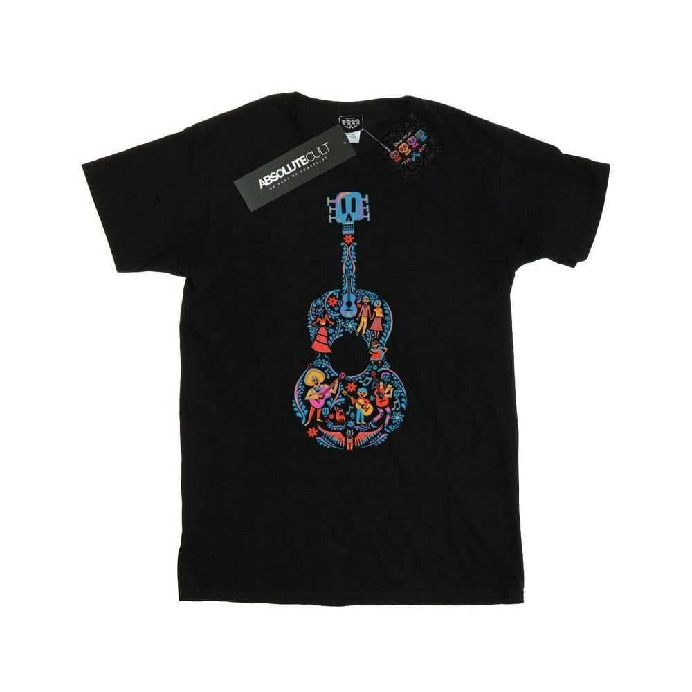 Disney Mens Coco Guitar Pattern T-Shirt - Black