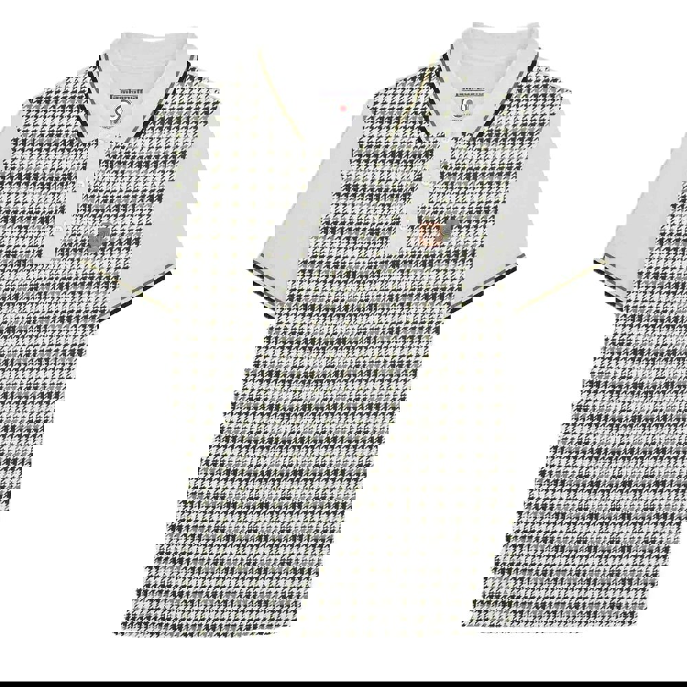 Lambretta Mens SS24 Houndstooth Polo Shirt - White