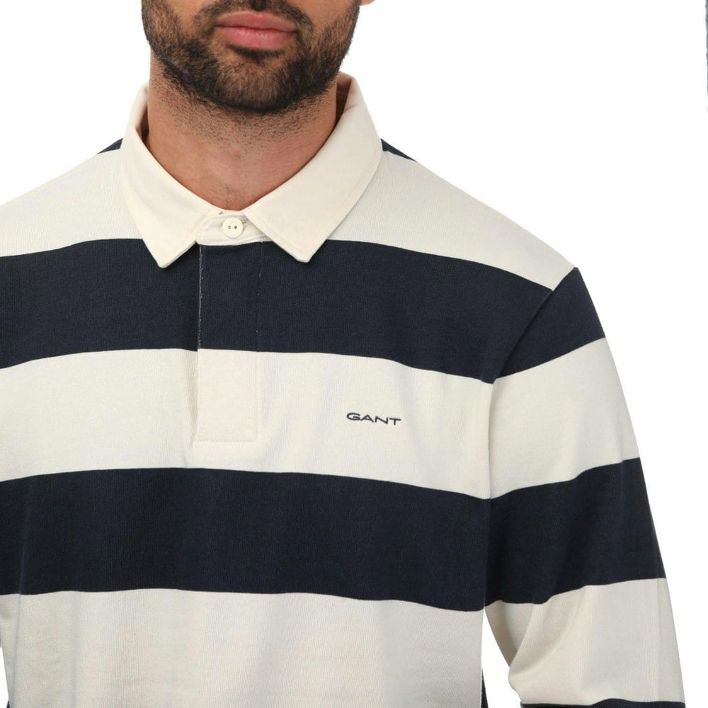 Gant Mens Heavy Rugger Block Stripe Polo Shirt - Blue