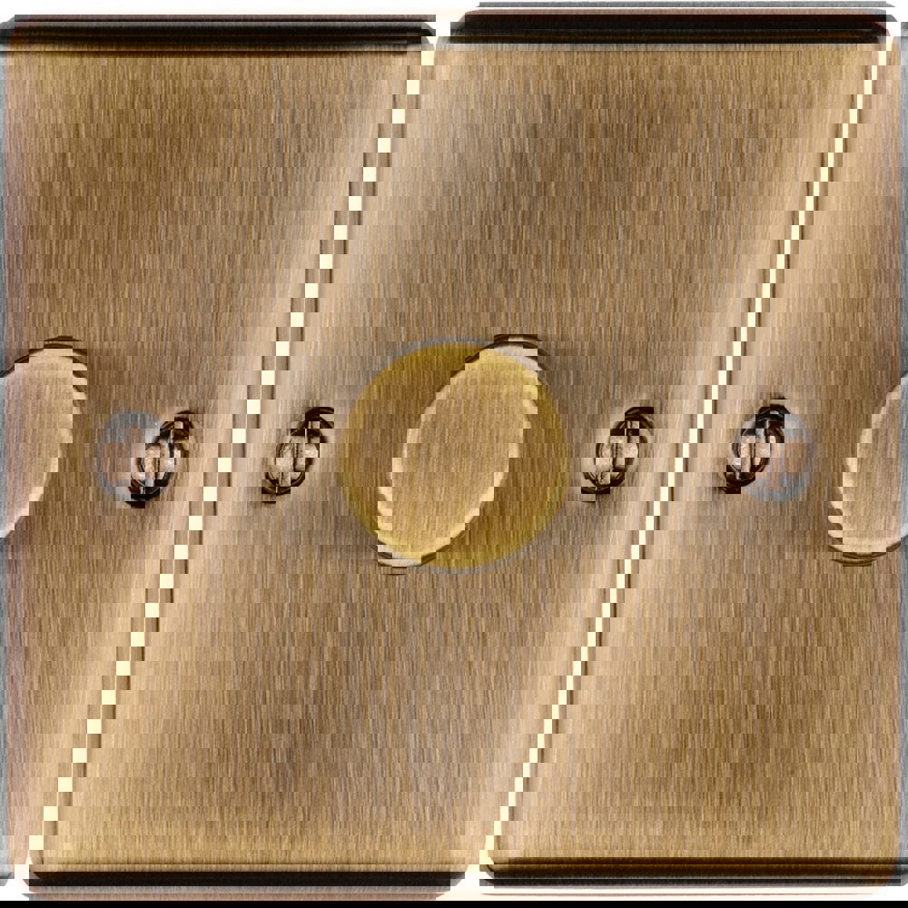 1 Gang 400W LED 2 Way Rotary Dimmer Switch ANTIQUE BRASS Light Dimming Plate
