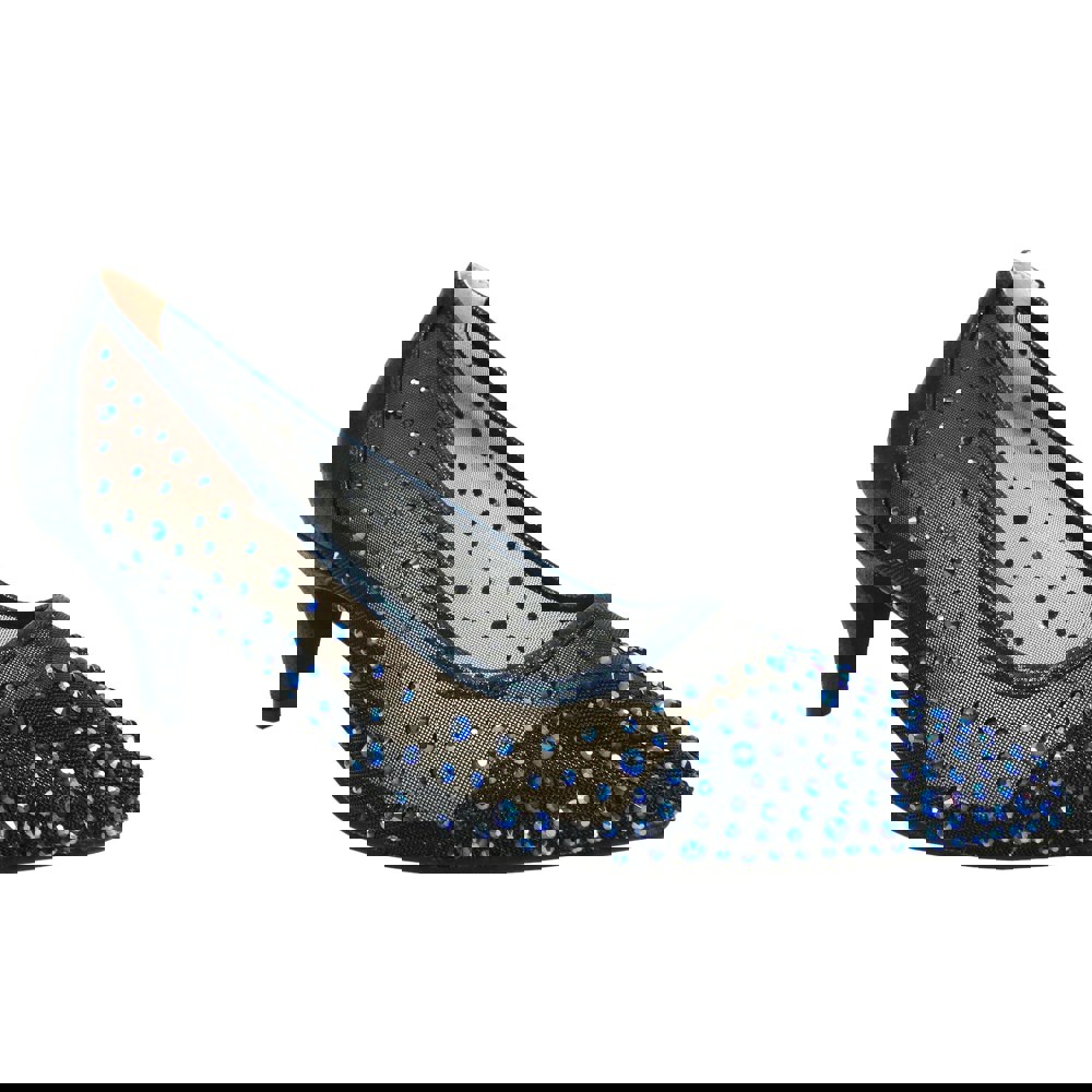 Lunar Women's Alisha Gemstone Kitten Heel Court Shoes - Navy
