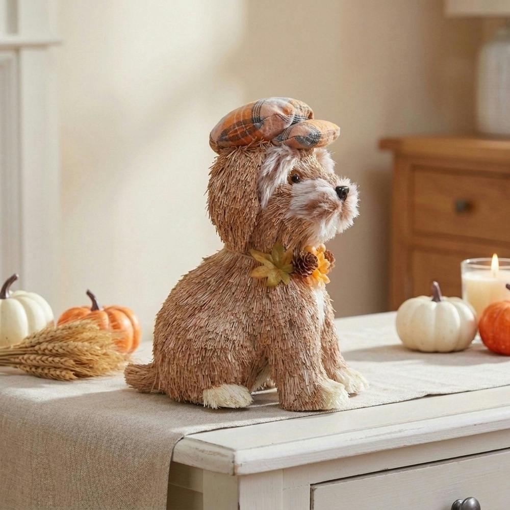 Garden Greatness Autumnal Harvest  Rustic Plaid Puppy Ornament