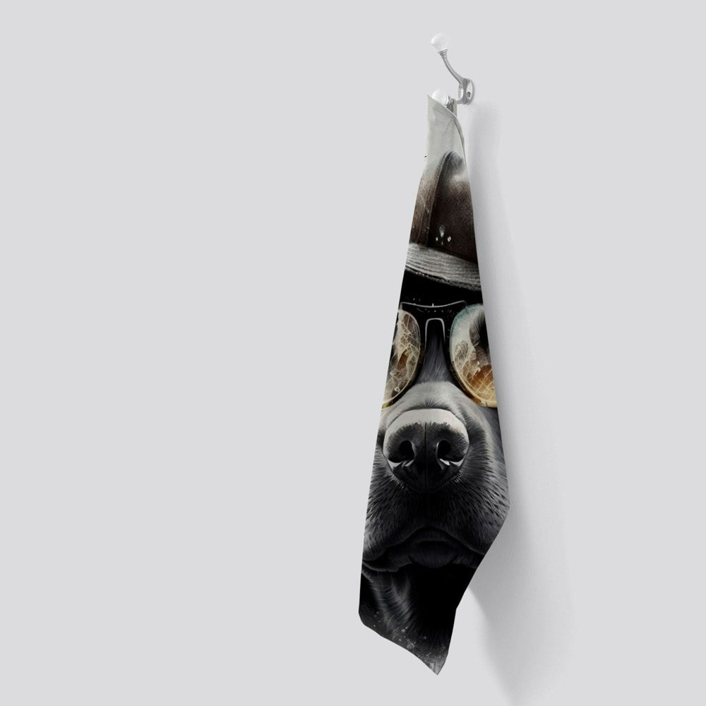 Warren Reed Labrador Retriever Dog With Hat Splashart Tea Towel