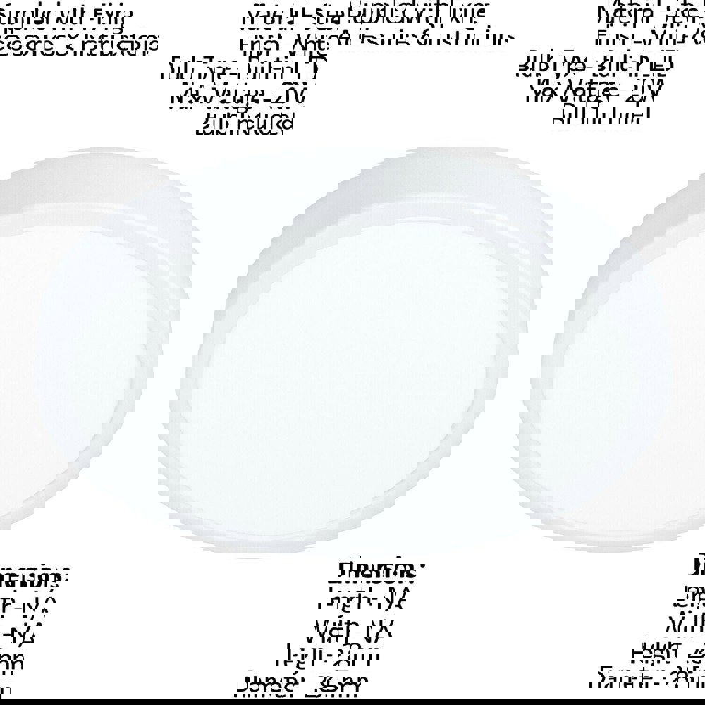 2 PACK Wall Flush Ceiling Light Colour White Shade White Plastic LED 20W Incl Loops