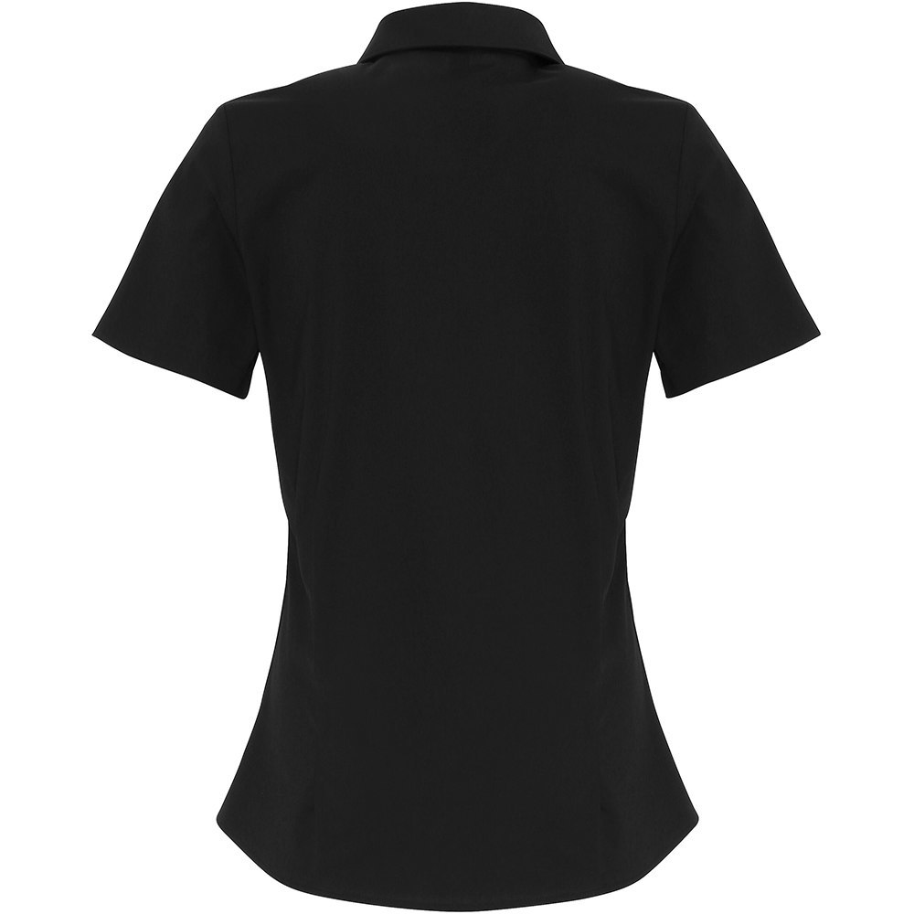 Premier Womens/Ladies Stretch Fit Poplin Short Sleeve Blouse - Black