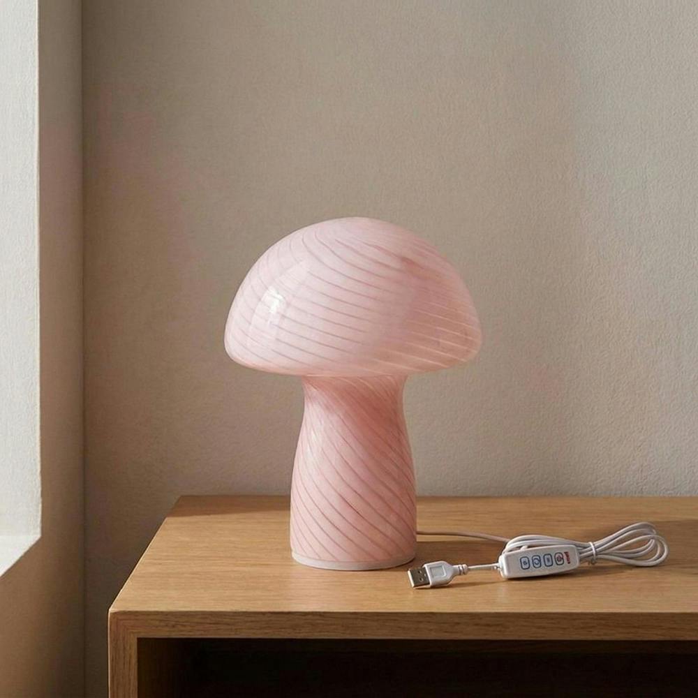 Garden Greatness Swirl Pink Mushroom Table Lamp