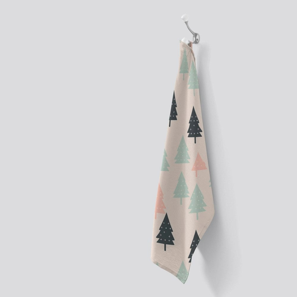 Warren Reed Christmas Tree Silhouette Pattern Tea Towel