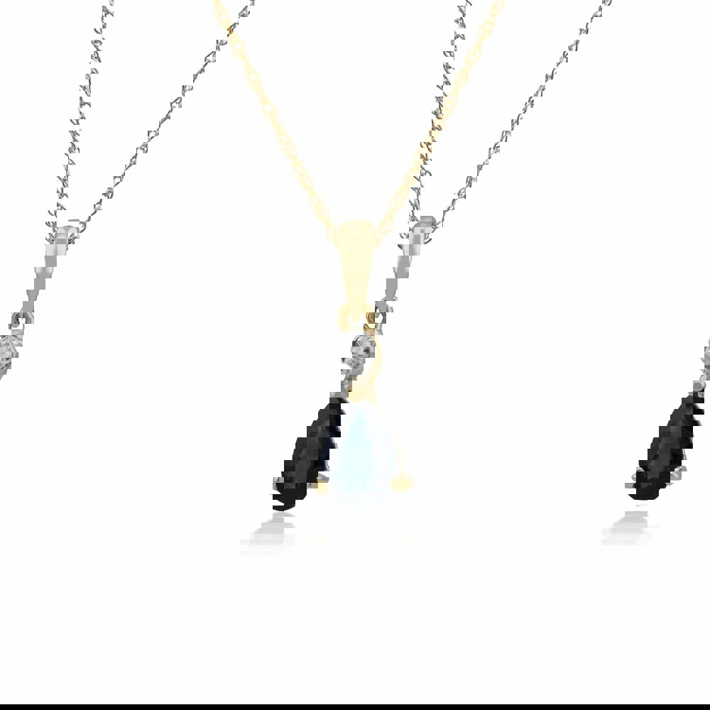 Pear Sapphire & Diamond Pendant
