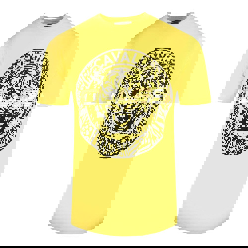 Cavalli Class Circular Tiger Design Yellow T-Shirt