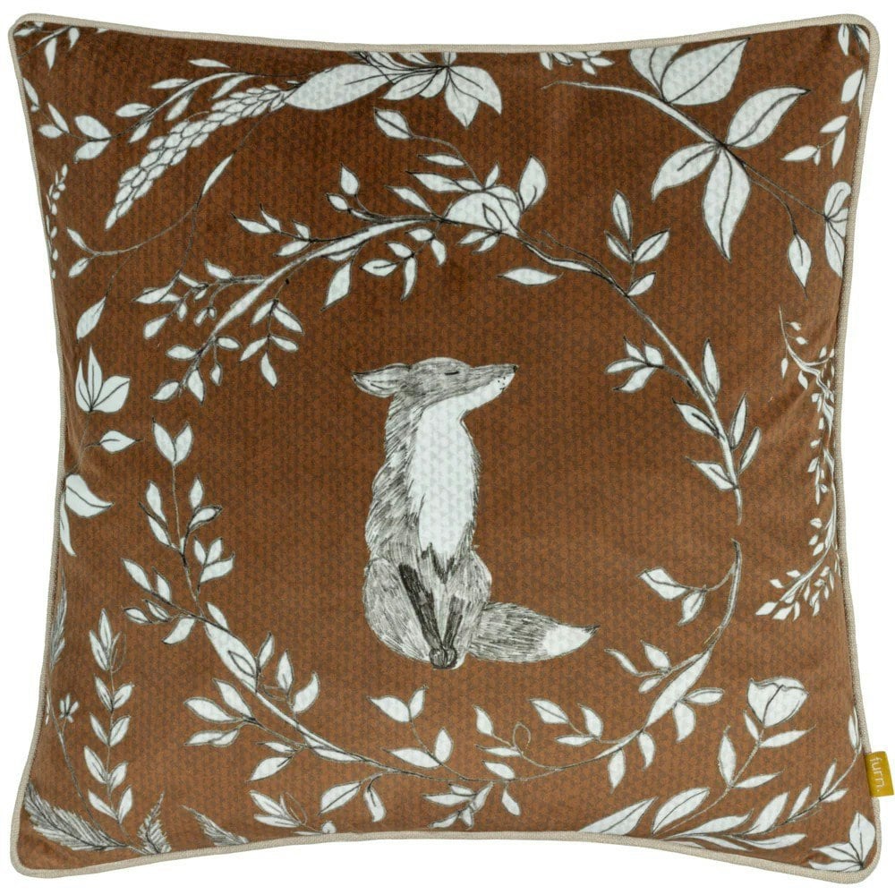 Furn Buckthorn Velvet Fox Cushion Cover - Amber