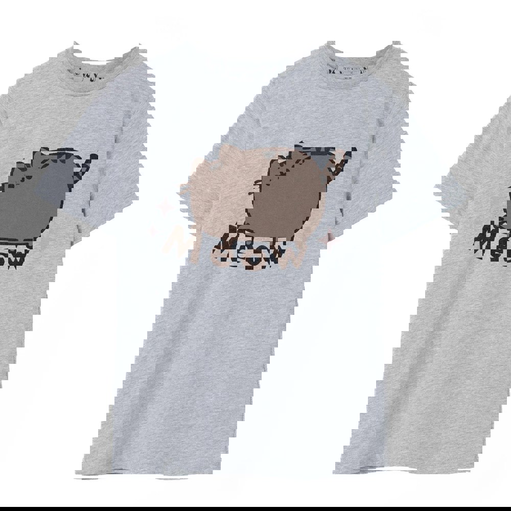 Pusheen Girls Meow T-Shirt - Grey Marl
