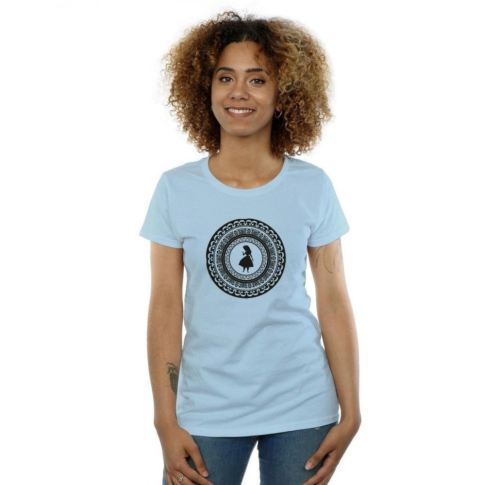 Disney Womens/Ladies Alice In Wonderland Circle Cotton T-Shirt - Baby Blue