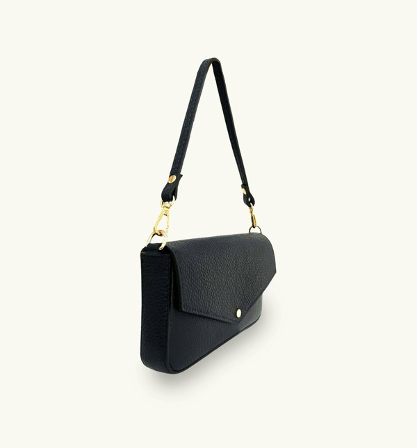 Apatchy London The Munro Leather Shoulder Bag - Black