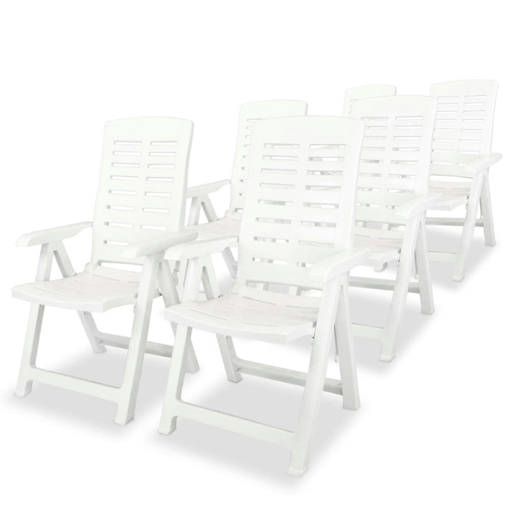 Berkfield Reclining Garden Chairs 6 pcs Plastic White
