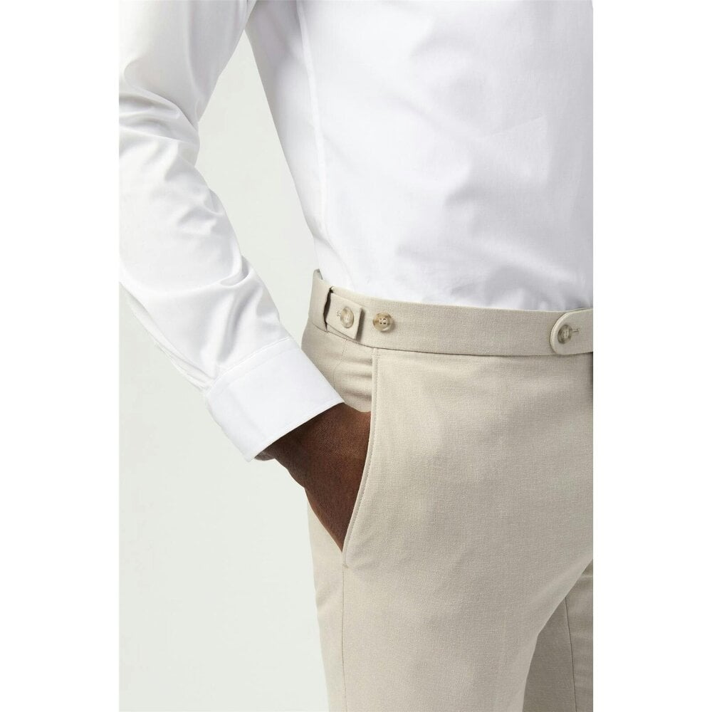 Alexandre Silver Alexandre Tailored Fit Stone Linen Trousers