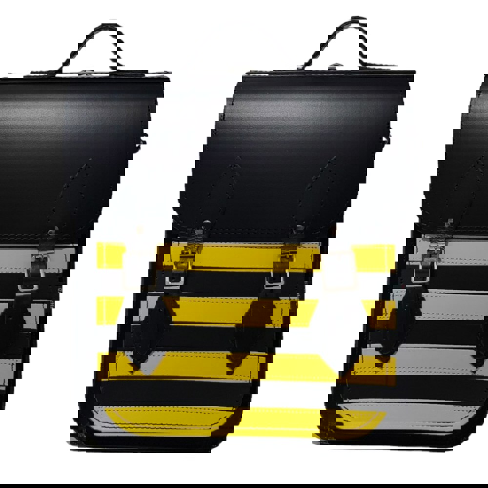 Zatchels Handmade Leather City Backpack - Gothic Striped Yellow & Black