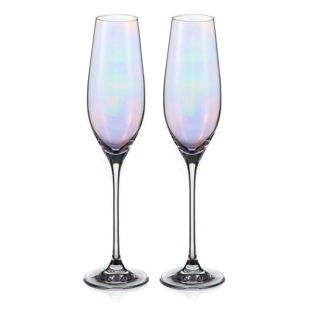 Diamante Lustre Crystal Champagne Flutes - Set of 2