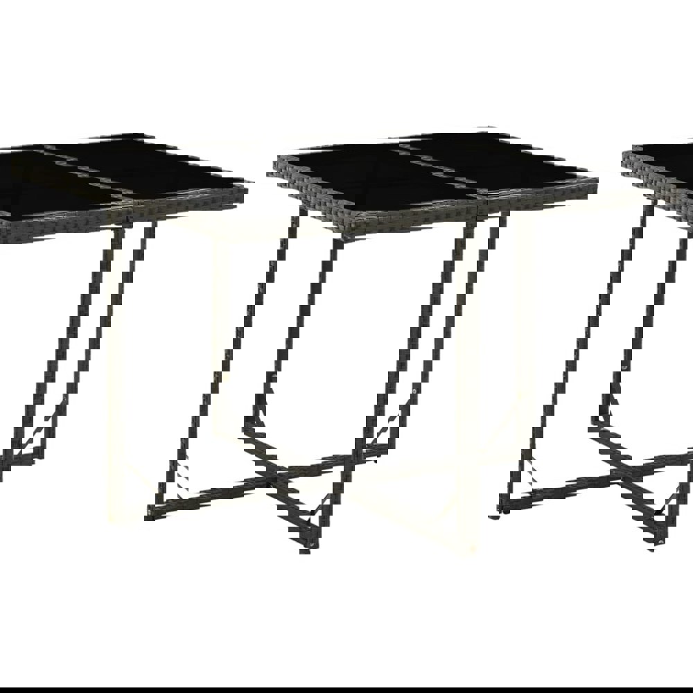 Berkfield Garden Table Black 109x107x74 cm Poly Rattan and Glass