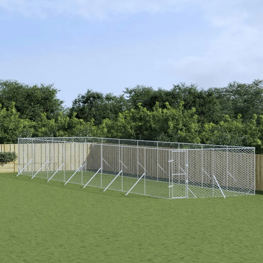Berkfield Outdoor Dog Kennel Silver 4x16x2 m Galvanised Steel