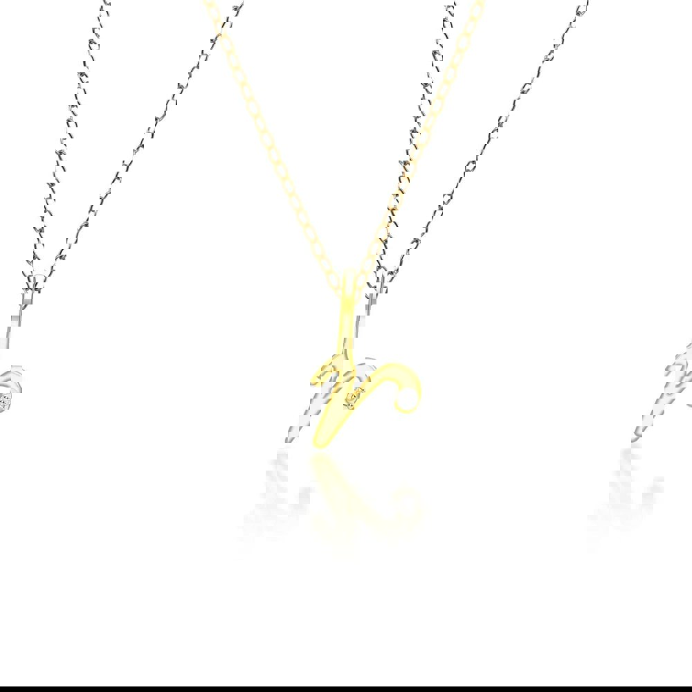 191P0789019 Alphabet Letter R Diamond pendant in 9ct Yellow Gold Front